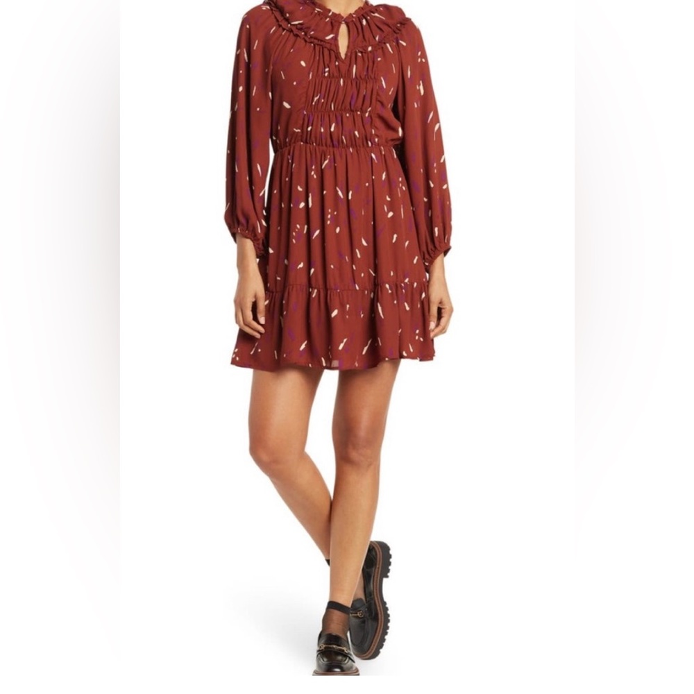 Collective Concepts Shirred Neck Mini Dress. Coastal grandma core